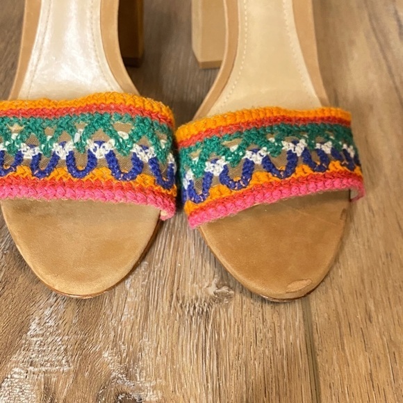 SCHUTZ Joannas Ankle Strap heel Sandals multi color boho summer size 9.5B - Picture 5 of 8